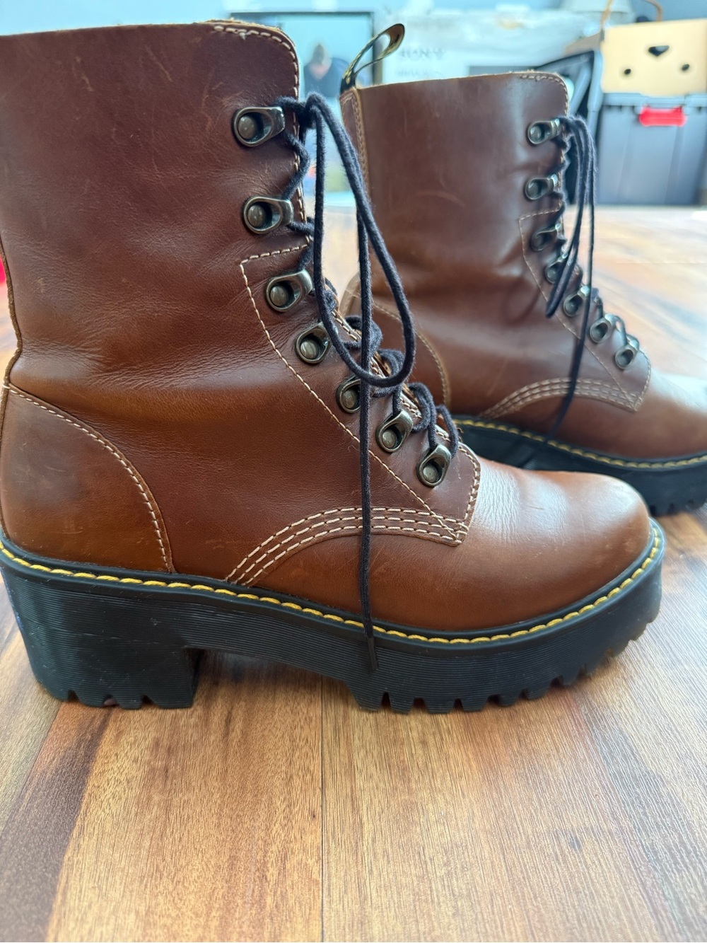 Dr. Martens Brown Lace-Up Platform Ankle Boots